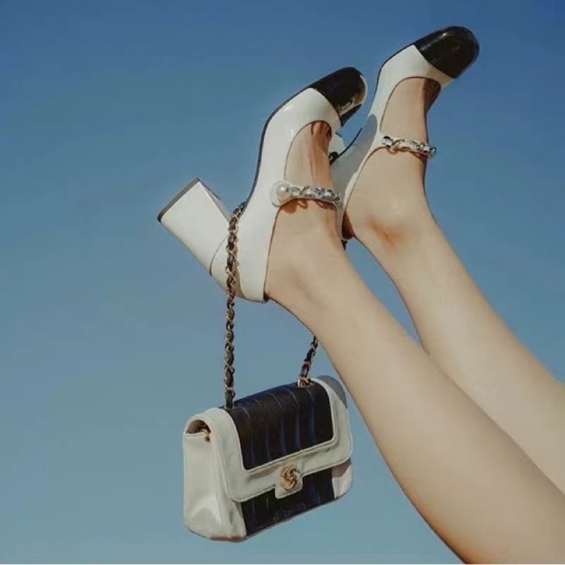 Giày cao gót nữ MIUMIU xuất xịn loại 1 Hàn Quốc đế vuông phối màu order