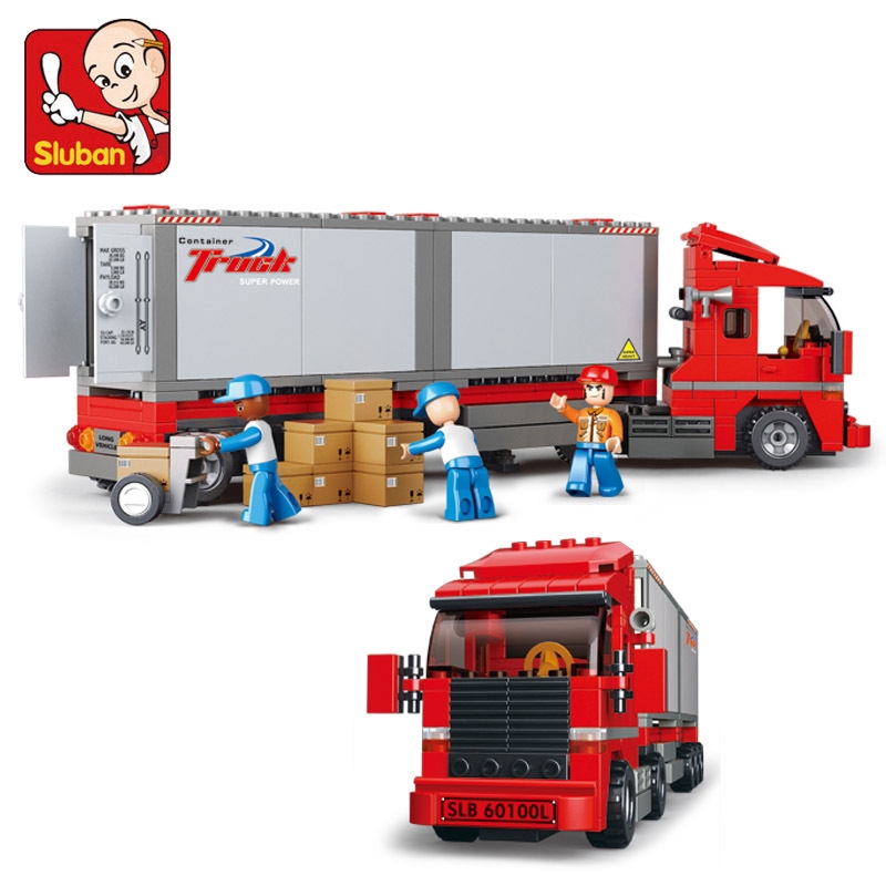 Bộ đồ chơi lắp ghép mô hình xe tải vận chuyển hai thùng 0338 chân thật 345 mảnh