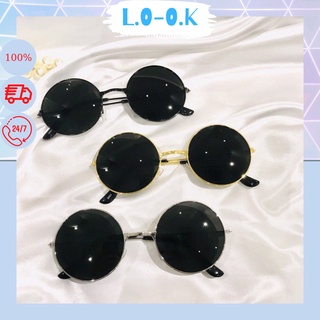 Kính râm thầy bói thời trang gọng đen vàng _ LOOK