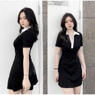 Đầm Cổ Trụ Polo Thun xương cá dày mịn đẹp