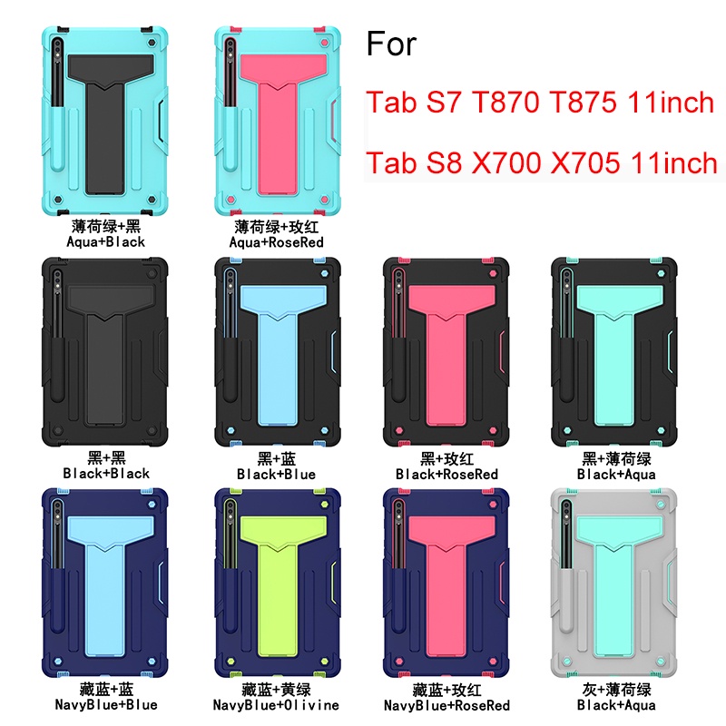 Ốp Máy Tính Bảng Chống Sốc Có Chân Đế Cho Samsung Tab S8 X700 X706 S7 T870 11inch