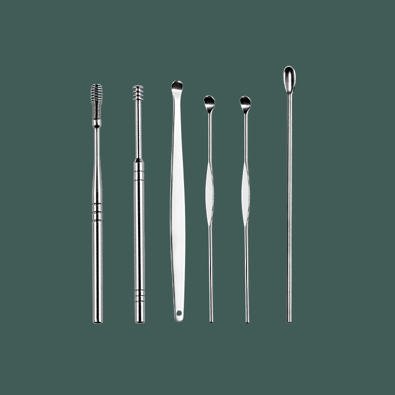 Dụng cụ lấy ráy tai INOX 6 món, dụng cụ vệ sinh tai 6 món