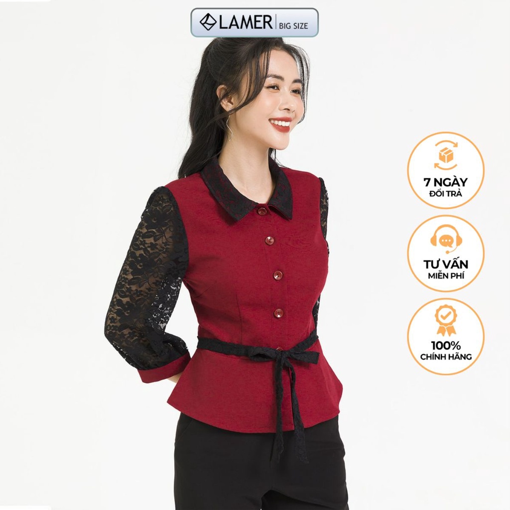 Áo sơ mi nữ phối ren, thời trang nữ Bigsize LAMER - L61H20Q036 (Nhiều màu)