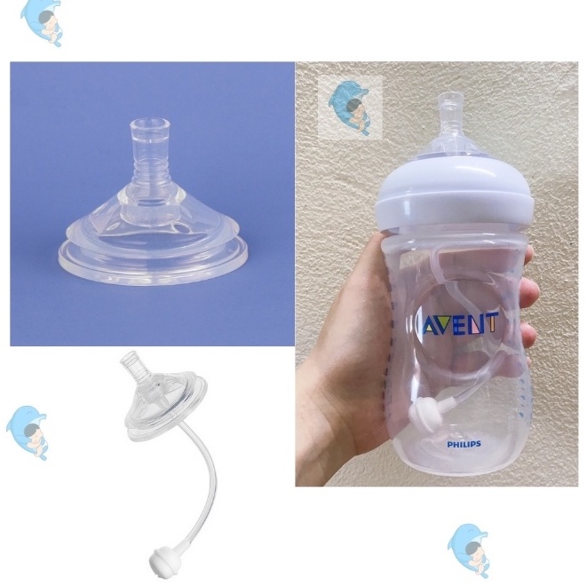 Núm Ống Hút Silicon Cho Bé Tập Hút An Toàn Thay Thế Núm Ti Thành Bình Uống Nước, Dốc Không Chảy Nước