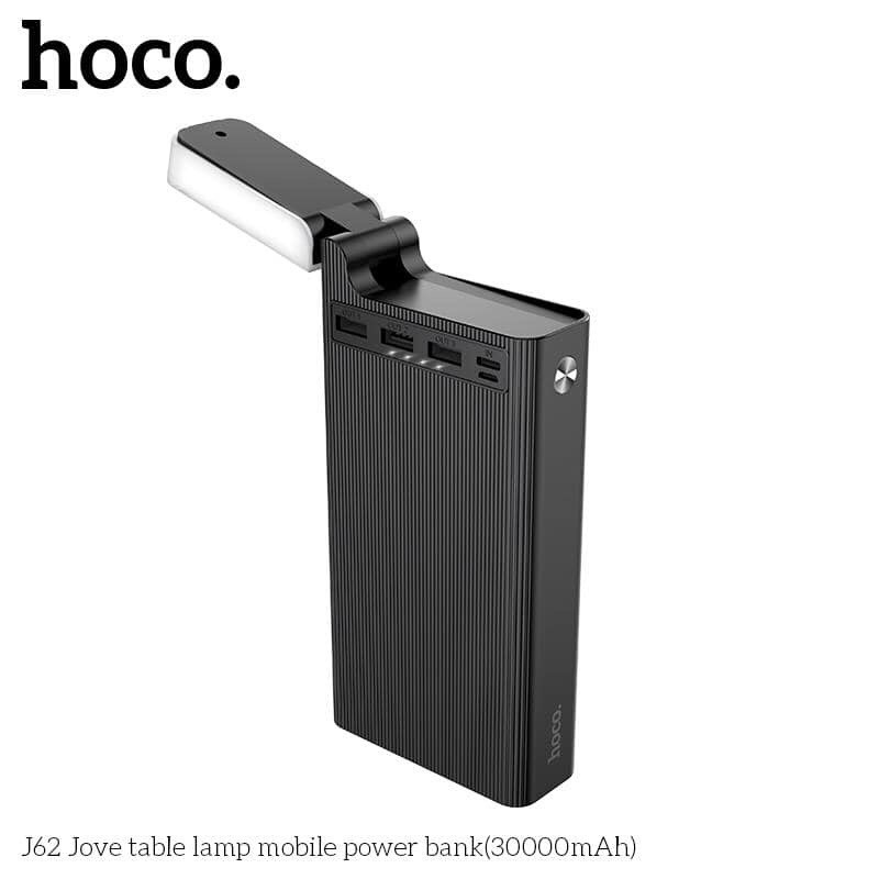 Sạc dự phòng 30.000mAH 3 Đầu ra cổng USB, đèn LED màu trắng hiển thị  tích đèn led đọc sách Hoco J62 - Bảo hành 12 tháng