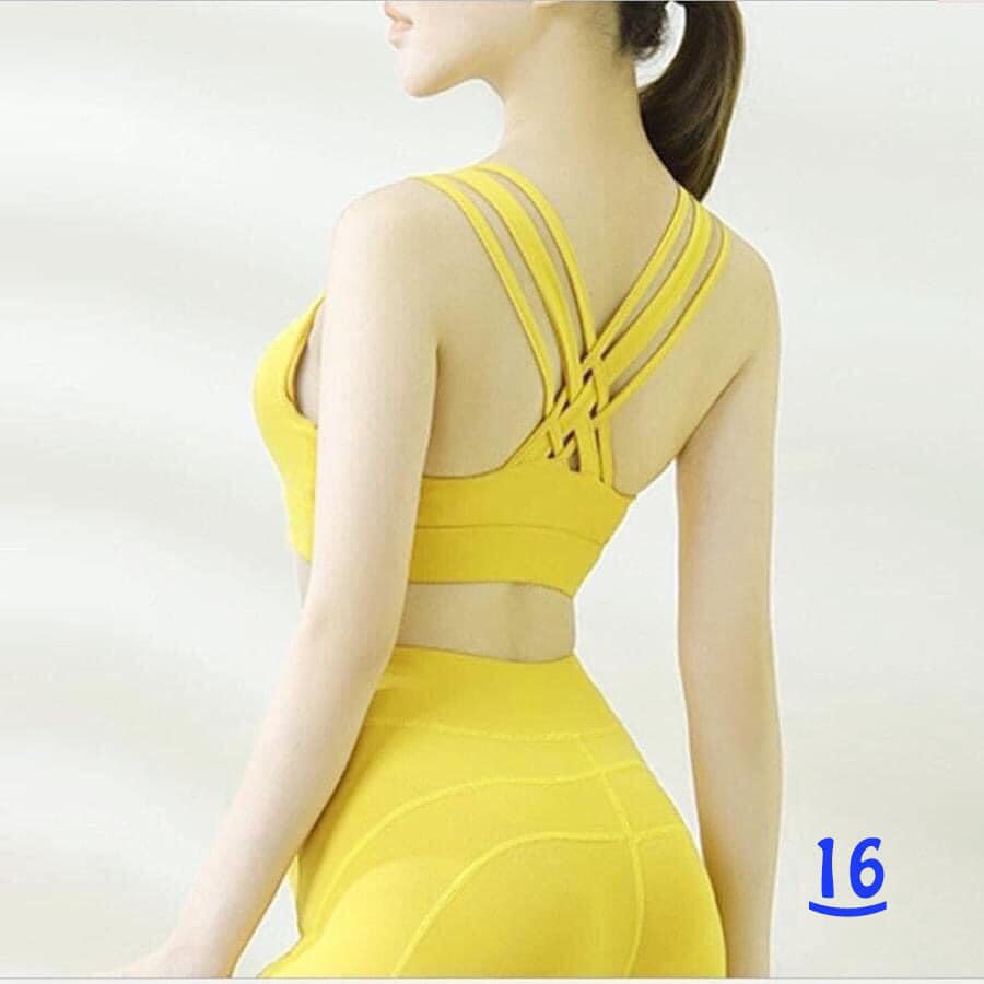 Bộ áo bra quần dài thể thao màu vàng BN03 tập gym,yoga, aerubic Hàng VNXK