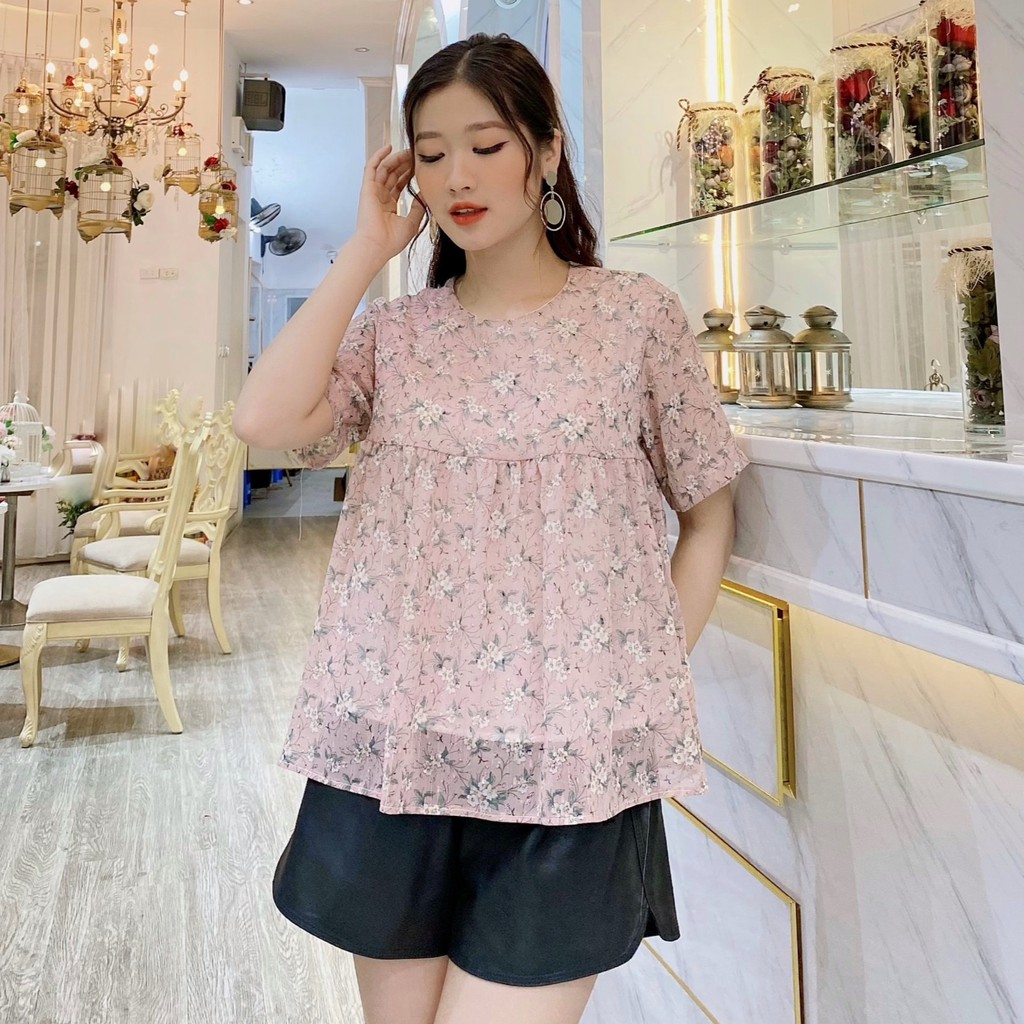 Áo Babydoll Hoa Nhí Vintage ❤️ Hana Store - Freeship ❤️ Áo kiểu tiểu thư chất voan - đũi 2 lớp họa tiết hoa nhí SIÊU HOT