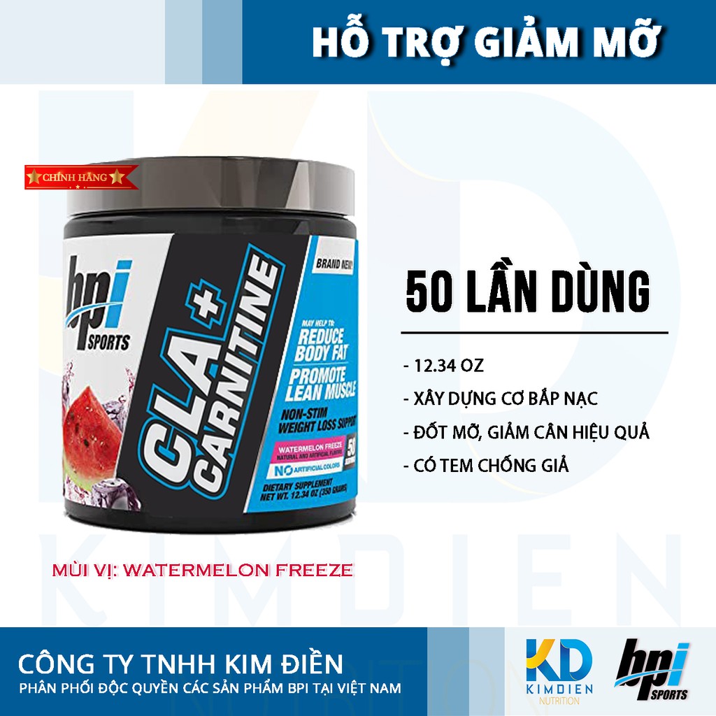 CLA + Carnitine 50 lần dùng, giảm cân đốt mỡ, chuyển hoá năng lượng từ mỡ thừa BPI Sports