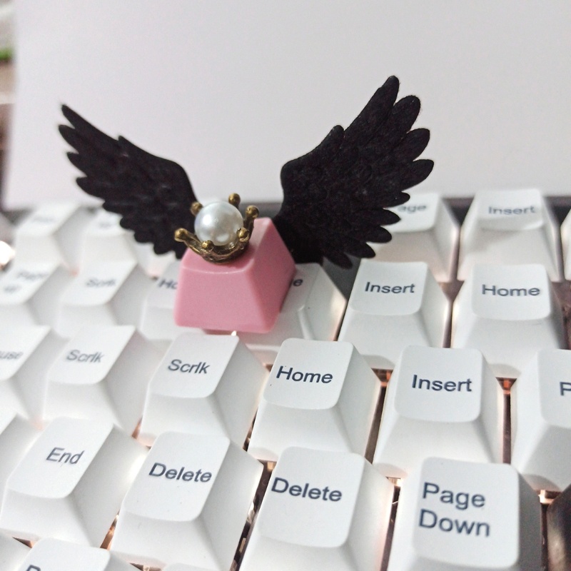 DOU DIY Personalized Keycap Beautiful Girl Angel Wing Pink Cute Keycap Mechanical Keyboard Kids Toys Animation