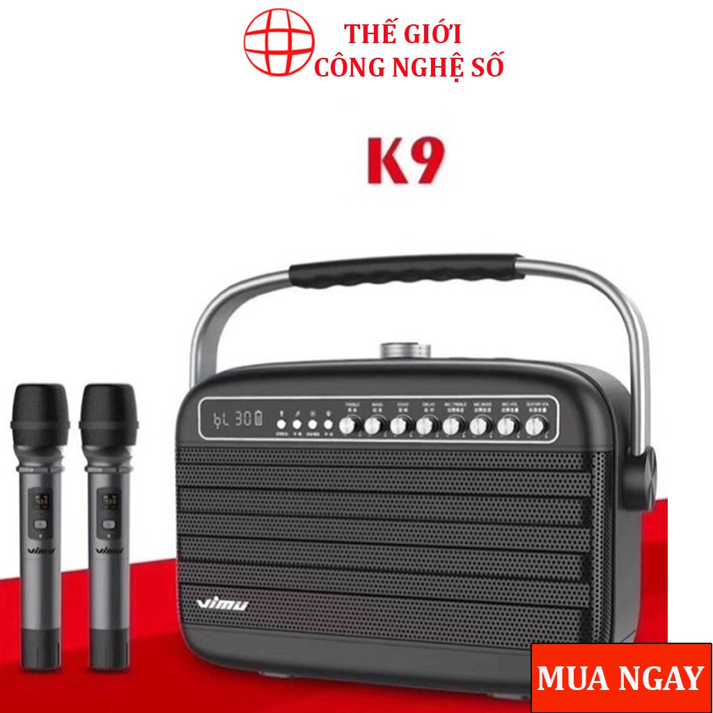 Loa bluetooth WKing K9 Loa kéo hát karaoke Công Suất lớn 100W  tặng kèm 2 micro, chất lượng âm thanh tuyệt đỉnh