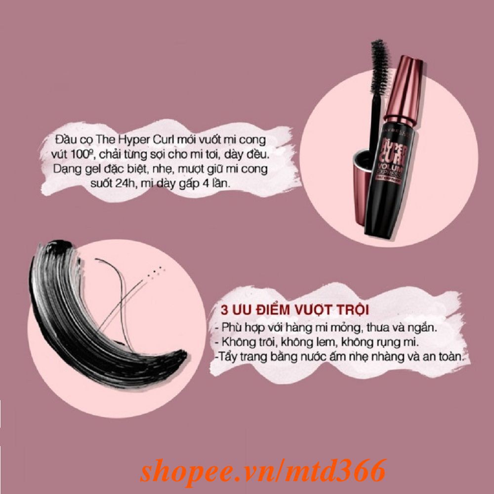 Mascara Maybelline 9.2ml Làm Dài Và Cong Mi Hyper Curl. | BigBuy360 - bigbuy360.vn