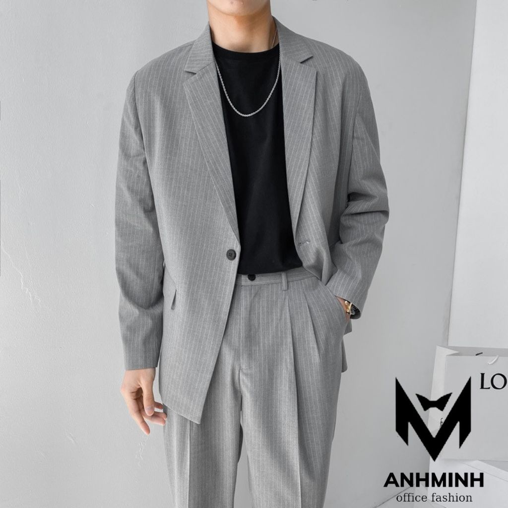 Set Blazer Nam Quần âu nam ANHMINH bộ vest nam gồm áo vest và quần âu lịch lãm sang trọng thời trang Hàn Quốc