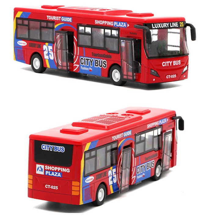 Ô tô buýt City Bus xe đồ chơi trẻ em xe bằng kim loại chạy cót có đèn và âm thanh