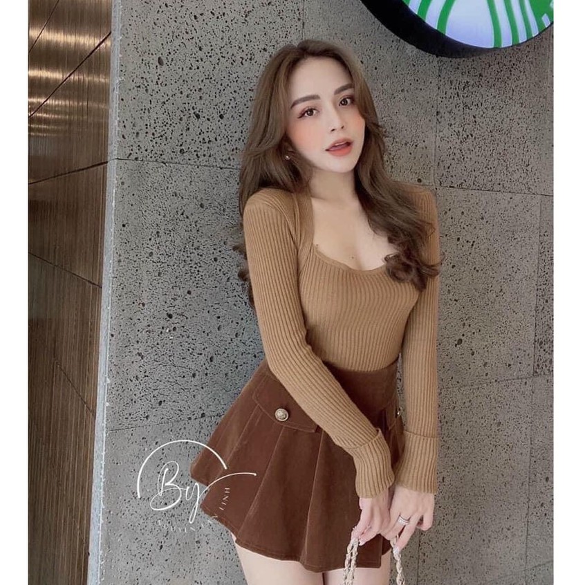 Áo len tăm cổ vuông hàng quảng châu chất dày dặn sẵn đủ màu/thoitrangsvtn