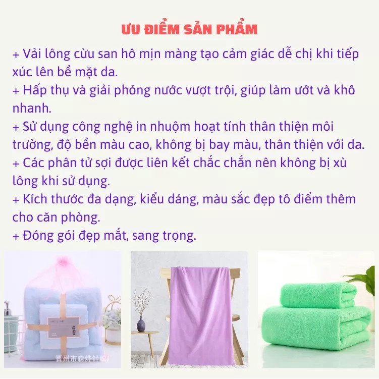 COMBO 2 Khăn 35x75cm và 70x140cm Chất Liệu Lông Cừu Siêu Mềm