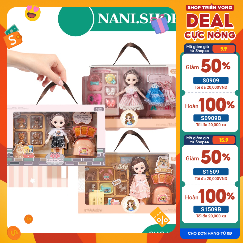 Đồ Chơi Búp Bê Cho Bé Gái Cùng Xe Đẩy, Xe Đạp, Đồ Chơi Bác Sĩ, Trẻ Em 3 - 8 Tuổi BB01 Nani.shop