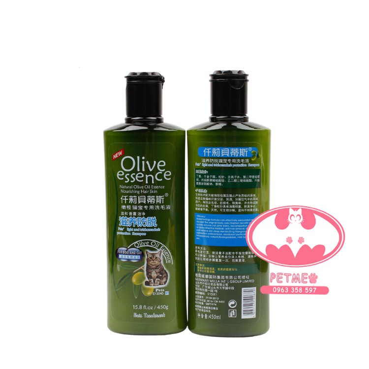 Sữa tắm cho chó mèo OLIVE dưỡng lông 450ml (4 loại đa công dụng) - Petmeo