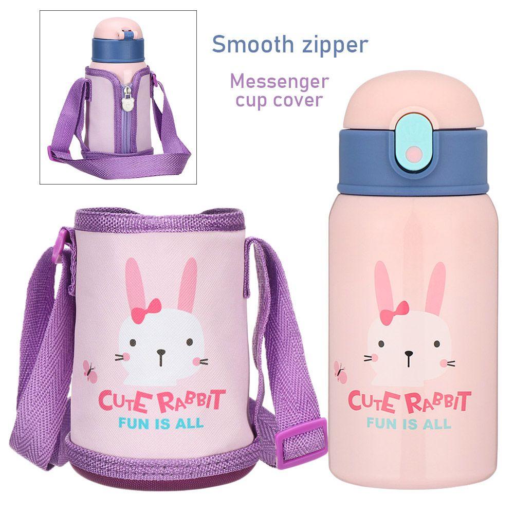 ♫Daphne♫ Bình Nước Giữ Nhiệt Bằng Thép Không Gỉ 400ML Có Ống Hút In Hình Hoạt Hình Dễ Thương Cho Bé