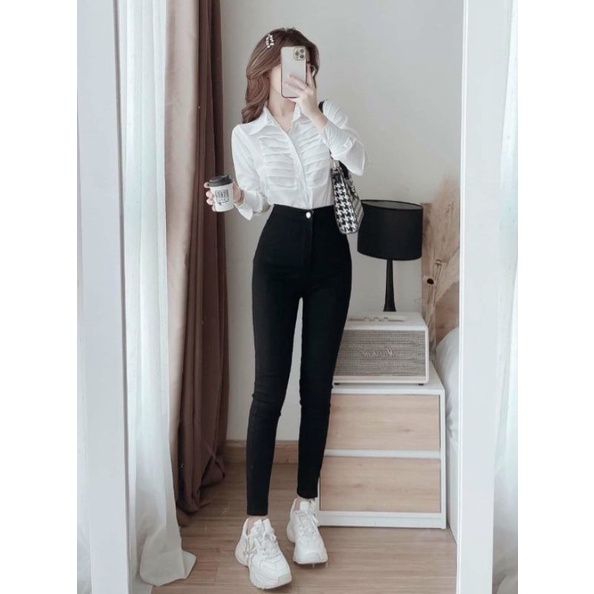 Quần dài skinny vải kaki lưng tôn dáng