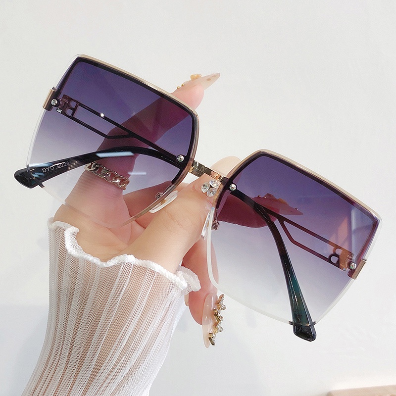 Kính Mát Gọng Vuông Lớn Không Viền Chống Tia UV Thời Trang Cho Nữ