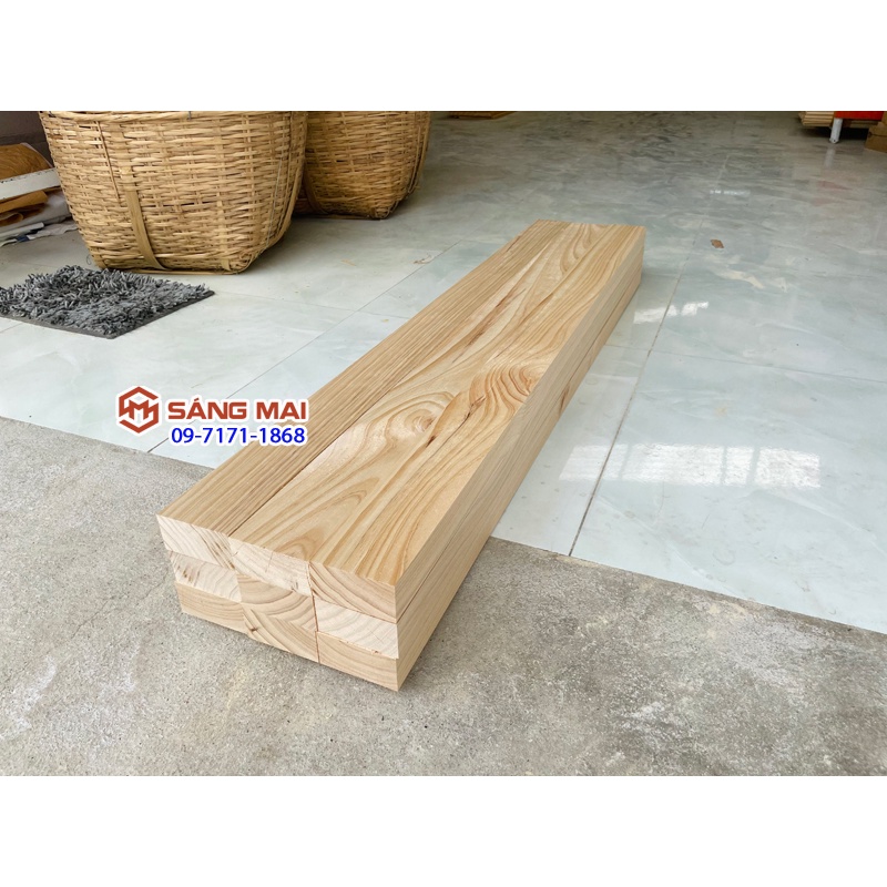 [MS151] Thanh gỗ thông 4cm x 8cm x dài 120cm + láng mịn 4 mặt