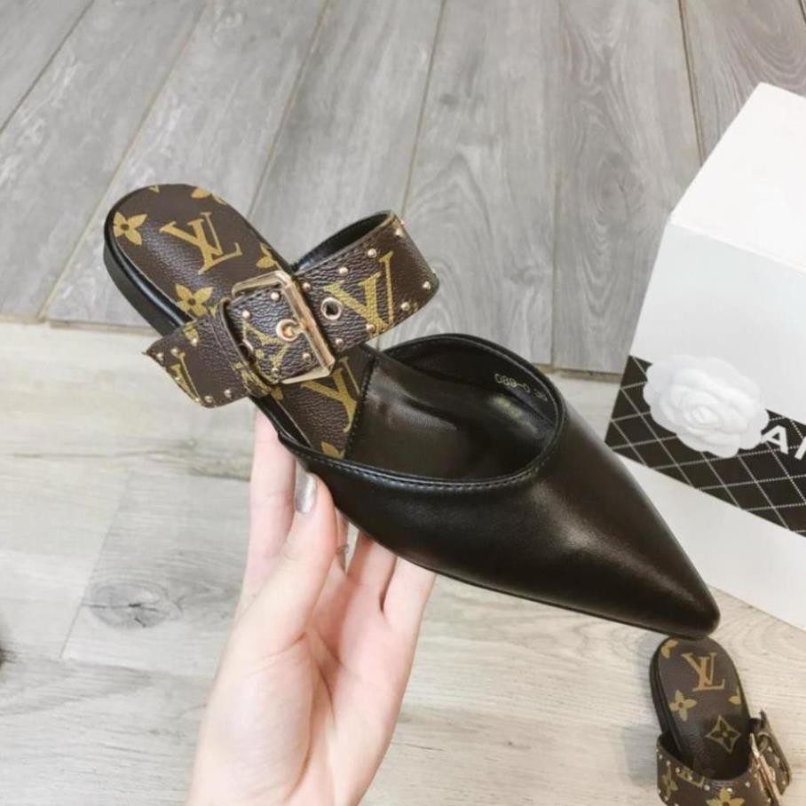 Sục Nữ Đế Bệt, Sục Nữ Mũi Nhọn Da Mềm Họa Tiết Phối Quai Ngang Cao 2Cm Đế Chống Trượt không Kêu Minhtushoes Giày Dép | BigBuy360 - bigbuy360.vn