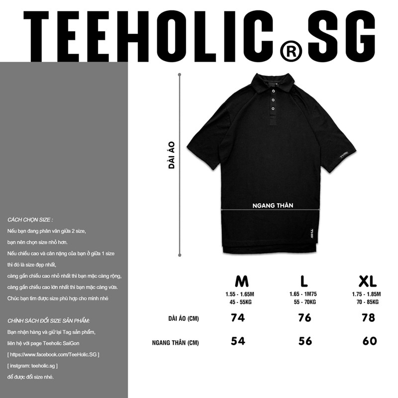 Áo Polo Unisex Nam Nữ TeeHolic Màu Đen Trắng In Logo THS