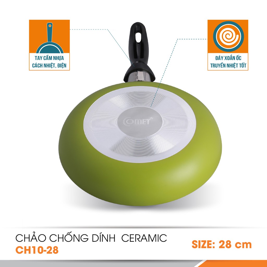 [LIFEMC11M2ADP -12% đơn 250K] Combo chảo chống dính Ceramic COMET - CH10 - 22&28