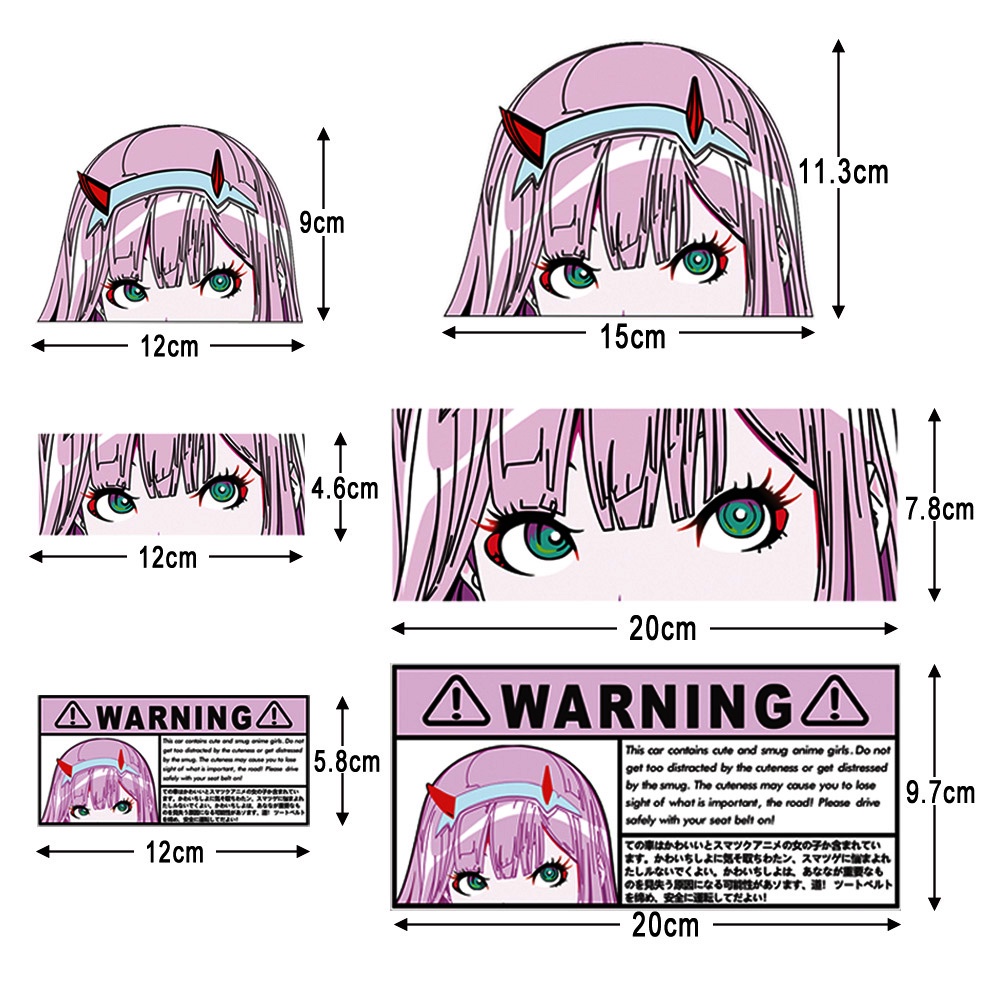 Hai chiều Mắt Nhãn dán Jdm Hồng Cô gái đề can Thùng nhiên liệu ô tô,Kính chắn gió Trang trí Xe máy Hình dán