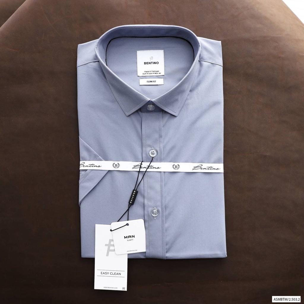 Áo sơ mi nam ngắn tay BT viền phối, form slimfit chất vải cotton vs poly chống nhăn tuyệt đối thấm hút mồ hôi, Hàng VNXK