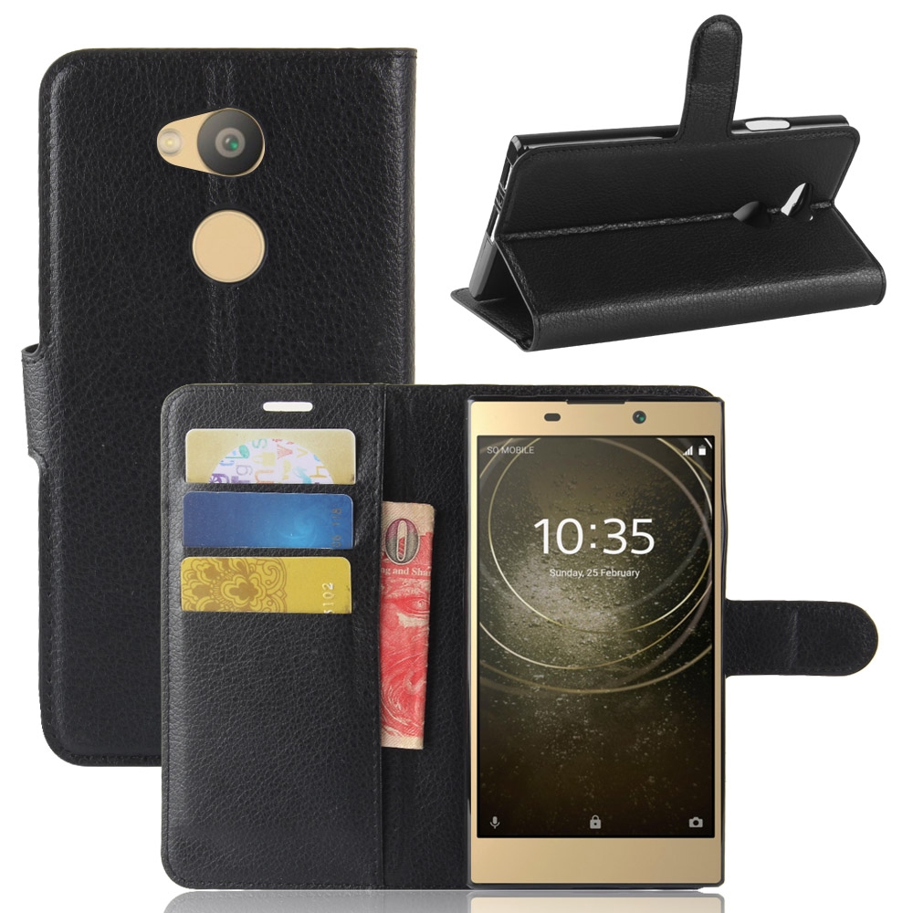 Bao da điện thoại màu trơn có ngăn đựng thẻ sang trọng cho Sony Xperia L1 / L2 / L3