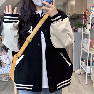 Áo khoác Bomber dạ mix tay da nữ sinh