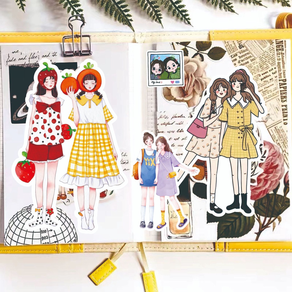 Miếng Dán Trang Trí Sổ Tay/Nhật Ký Họa Tiết Cô Gái Dễ Thương