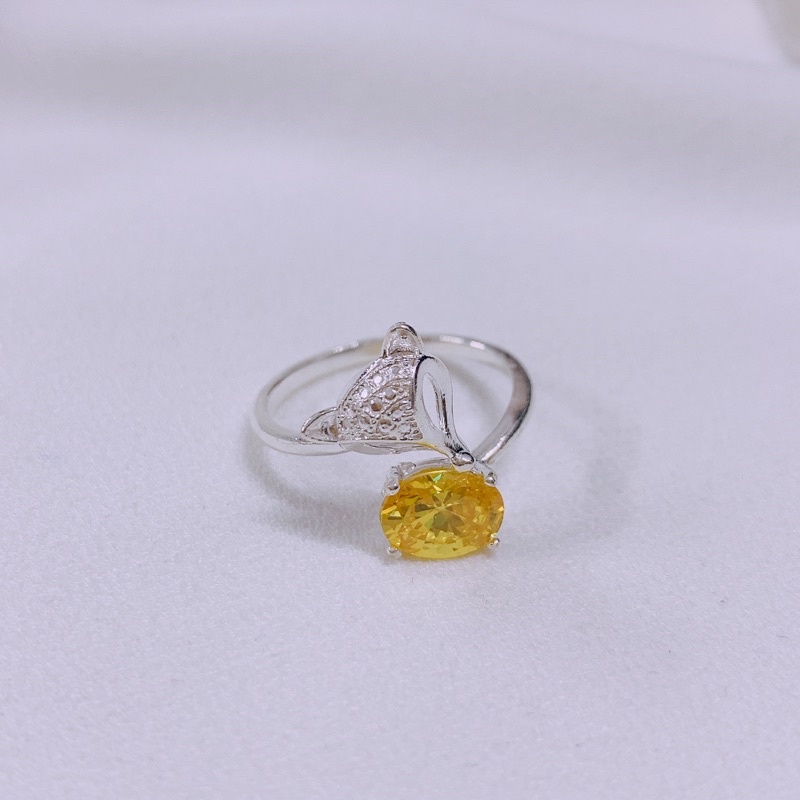 Nhẫn hồ ly đính đá to dạng hở LINH MIU SILVER, Nhẫn nữ bạc ta