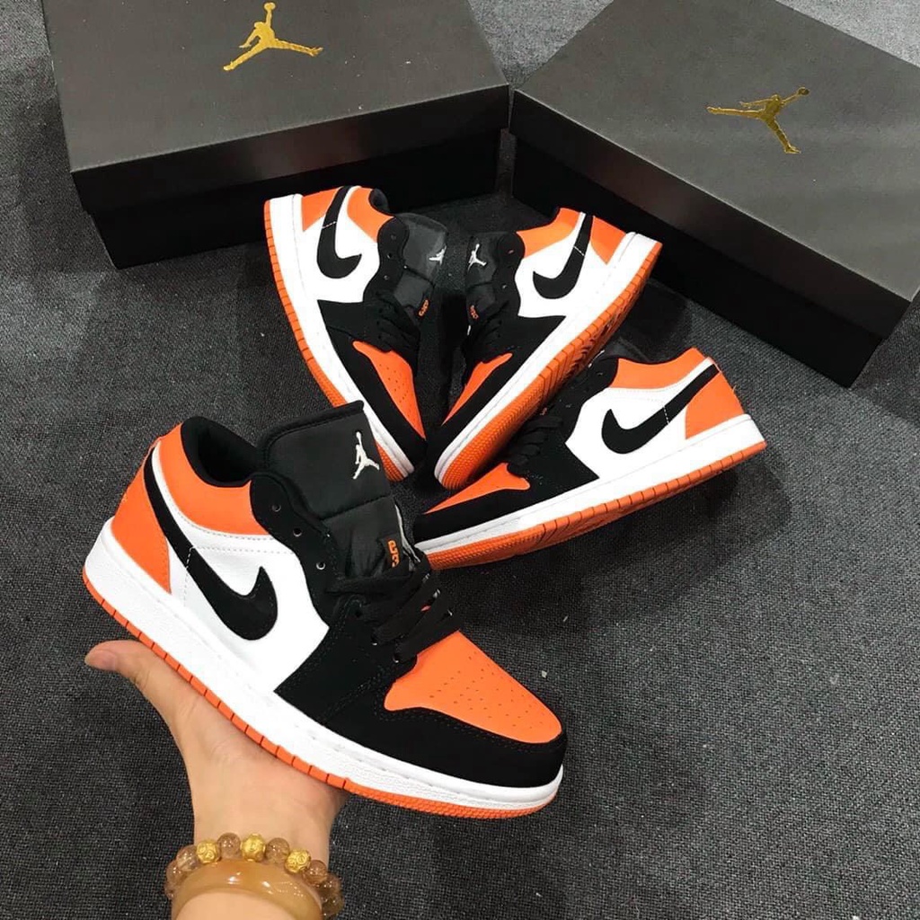 Giày thể thao JD1 low đen cam , giày sneaker jordan 1 cổ thấp màu cam full box bill