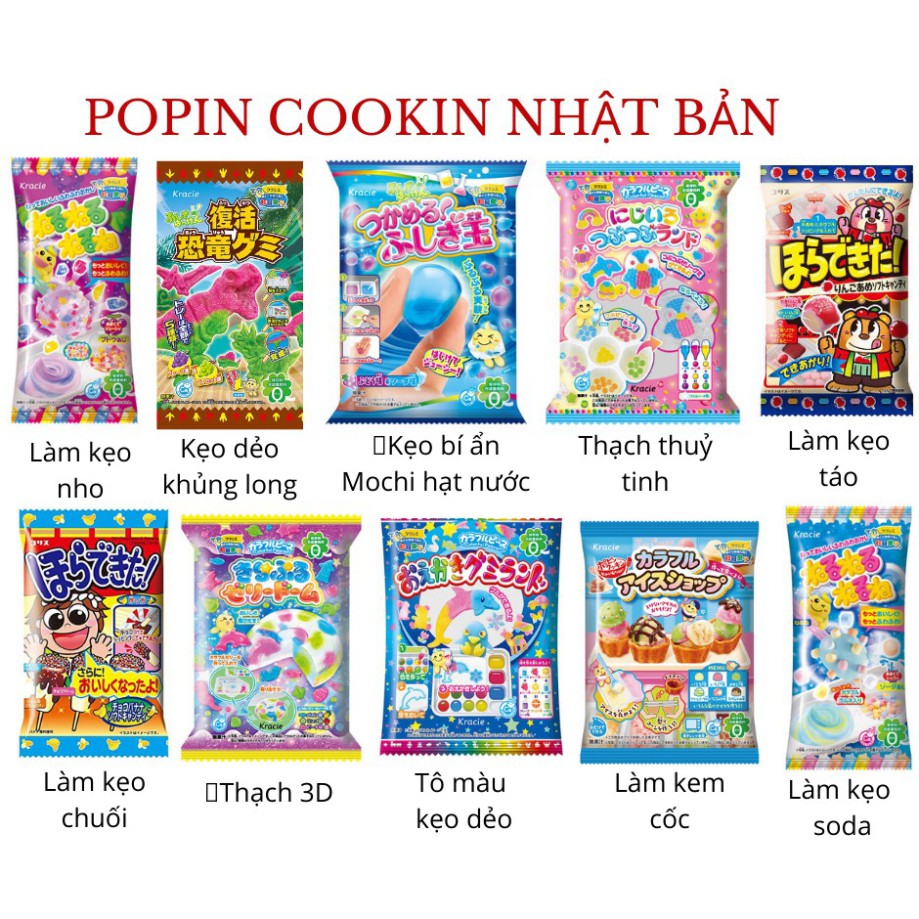 Popin Cookin Đồ chơi nấu ăn Nhật Bản - Kem ốc quế mini, làm kẹo soda, nho, kẹo dẻo, kem viên, thạch, tô màu, kẹo nổ