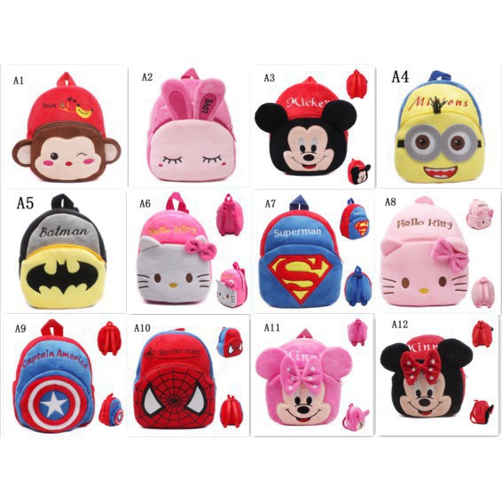 Balo đi học hoạt hình nhiều nhân vật tùy chọn cho bé