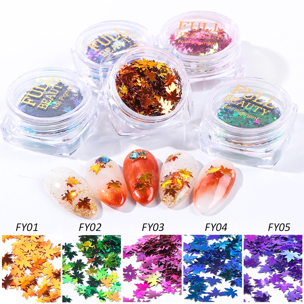 EUCAP Manicure Nail Art Decor Iridescent Multicolor Leaf|Nail Sequins