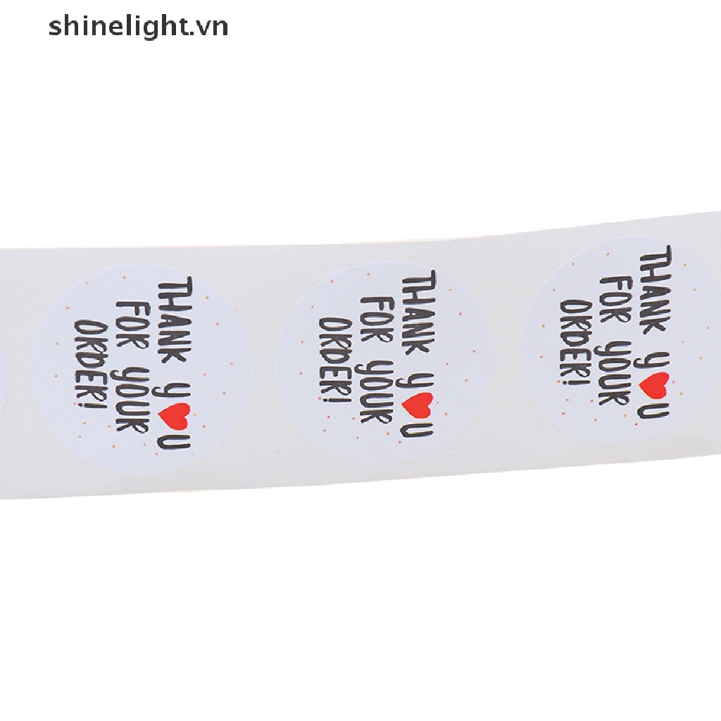 [shinelight] Set 500 Miếng Dán Tròn Cảm Ơn Bạn Cho Đặt Hàng Hóa Trái Tim Cảm Ơn [VN]