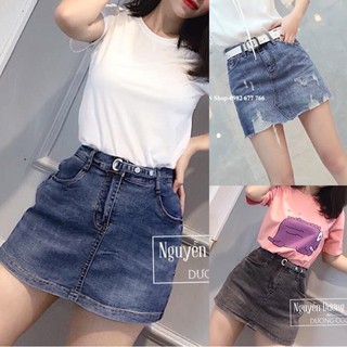 Chân váy jean bò ngắn có lót quần hàng Quảng Châu chất đẹp
