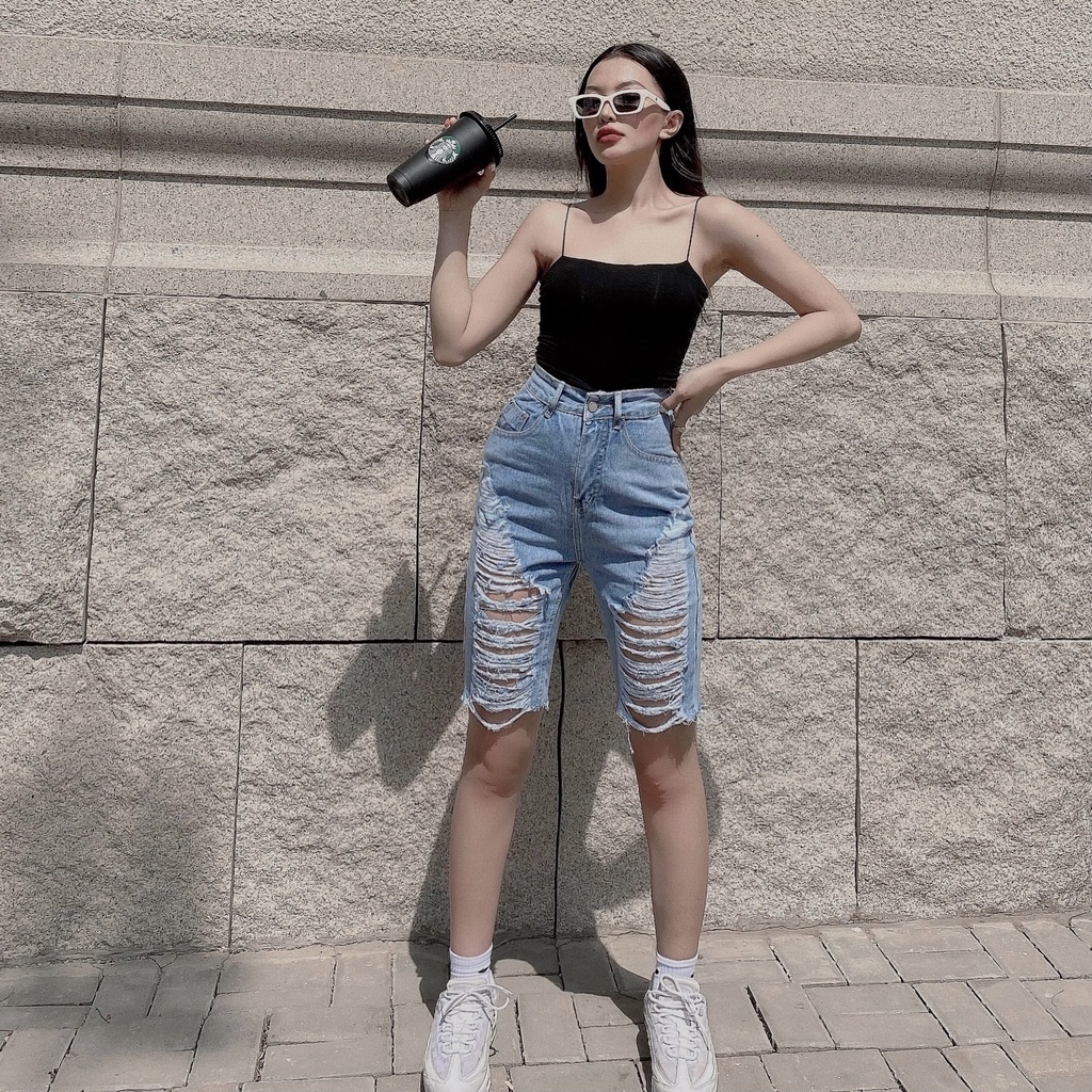 Quần jeans lững ngố rách ,lưng cao ulzzang, from chuẩn, chất vải demin hợp thời trang MS84