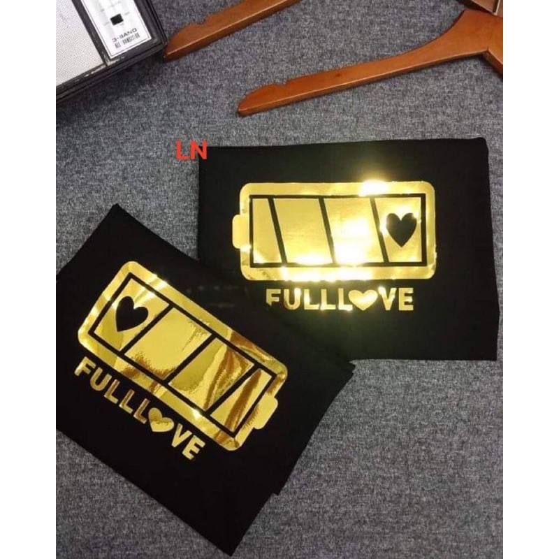 Set 2 áo đôi nam nữ in phản quang ánh vàng fulllove