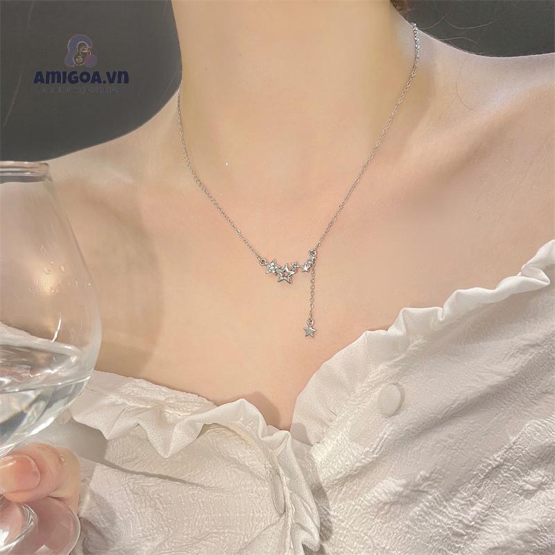 ✨✨Vòng cổ Mạ Bạc 925 Mặt Ngôi Sao Tua Rua Thời Trang Cho Nữ
