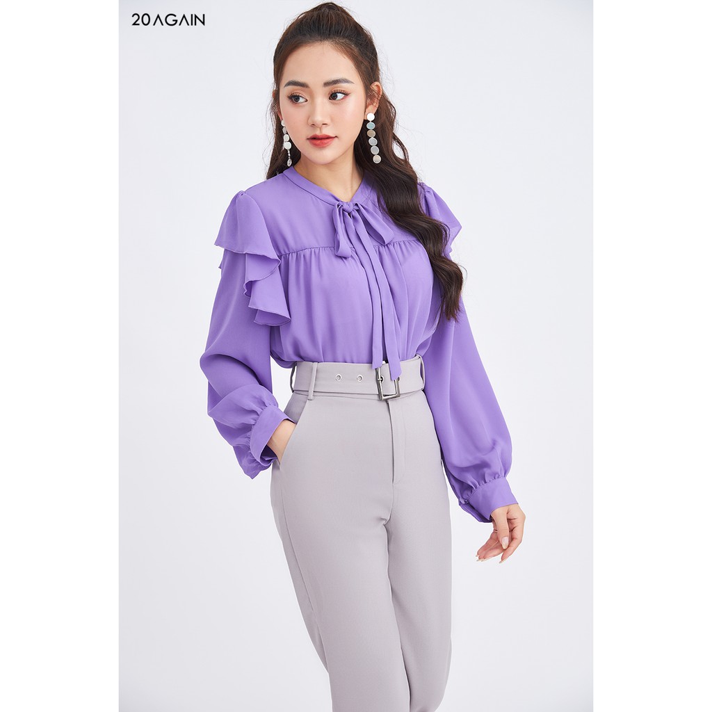Áo sơ mi bèo vai cổ nơ ASA0901 20Again | BigBuy360 - bigbuy360.vn