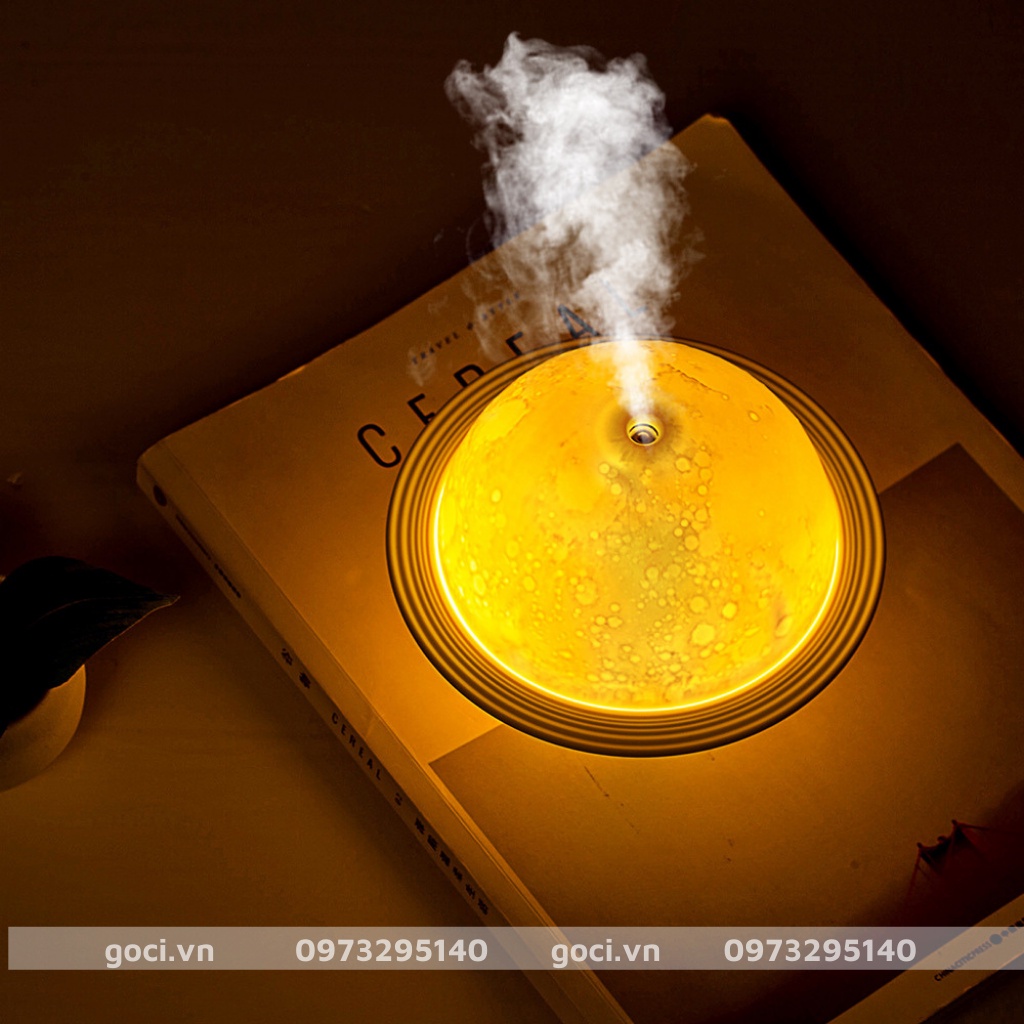 Đèn ngủ mặt trăng decor để bàn 3D phun sương xông tinh dầu trang trí phòng cực xinh toả hương thơm khử mùi