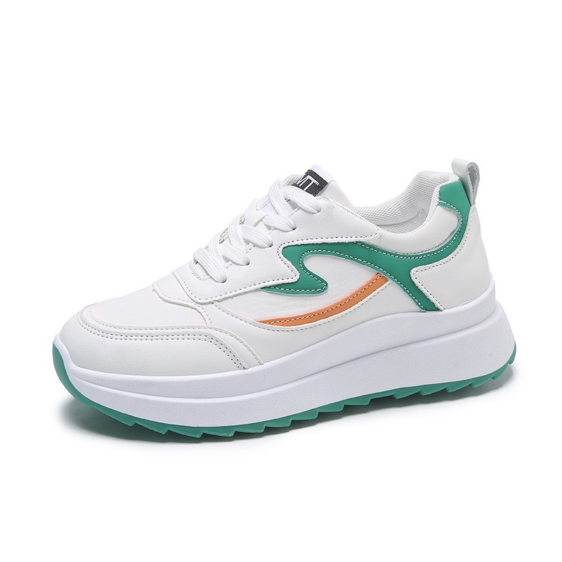 giày thể thao nữ độn đế tăng chiều cao cách điệu A5 ( trắng nâu- trắng xanh) HÀNG MỚI VỀ Chinh giày