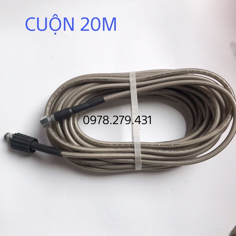 Bộ 10m - 15m - 20M - 30M dây rửa xe áp lực cao và súng xịt ( ren 14mm - 14mm )