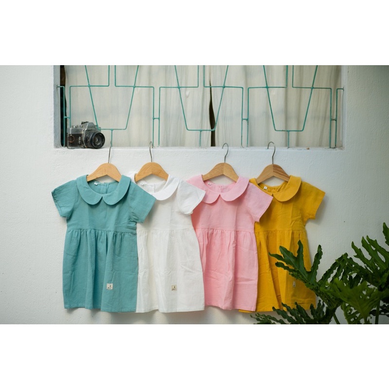 Đầm cho bé gái thiết kể cổ sen dễ thương chất linen cotton váy cho bé 1 2 3 4 5 6 7 8 9 tuổi thời trang trẻ em Chutbaby
