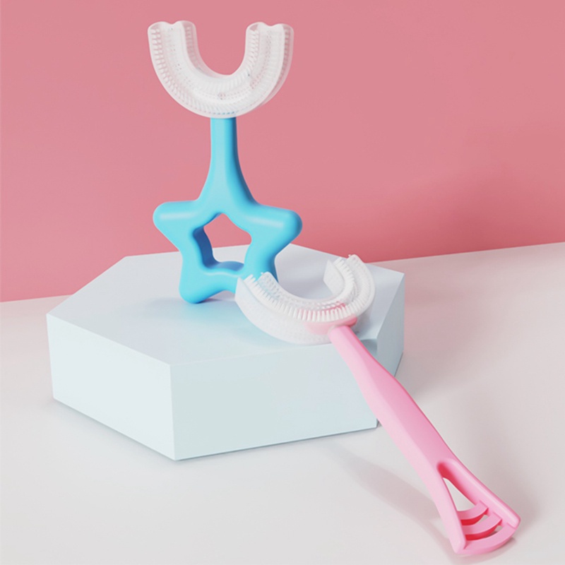 Bàn chải đánh răng silicon hình chữ U xoay 360 độ cho bé