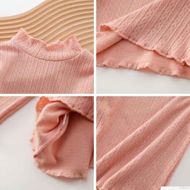 Áo thun tay dài cổ lọ chất liệu cotton cho bé gái